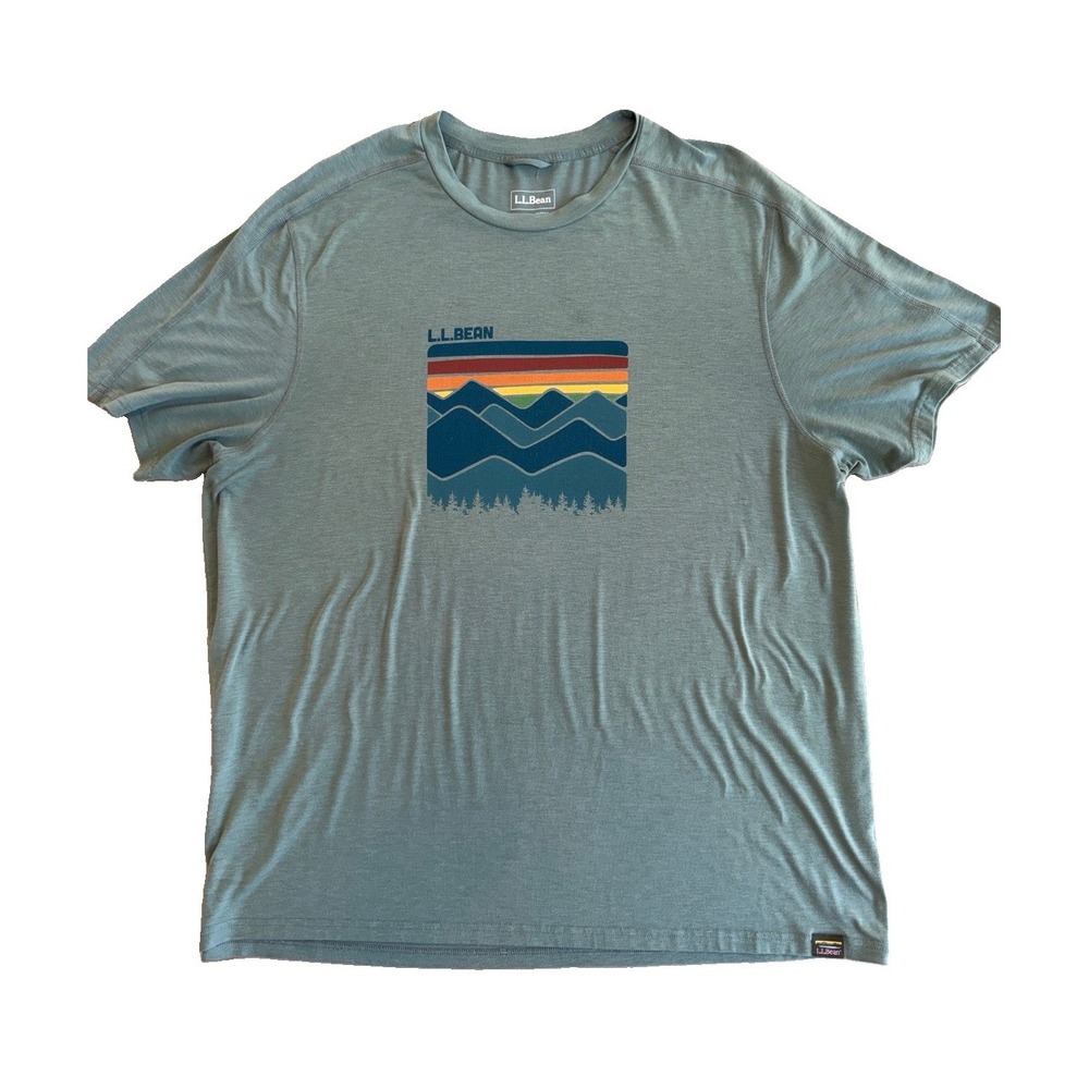 LL Bean Mens XL Green Graphic T-Shirt Slightly Fitted Outdoor Goods